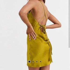 Asos gold/ yellow satin dress